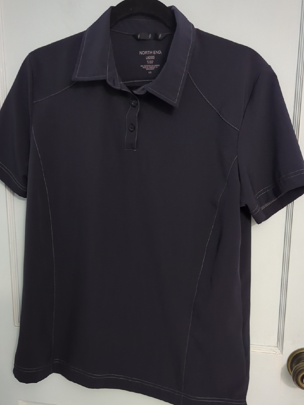 North End Ladies Sz L Dark Navy Polo Shirt with Contrast Stitching